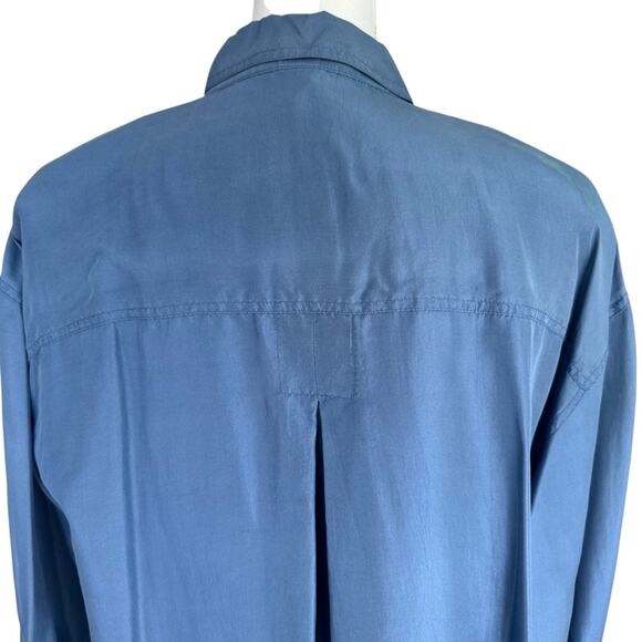 Express - Campagnie International, Silk Steele blue button down blouse, sizeS - Picture 8 of 11